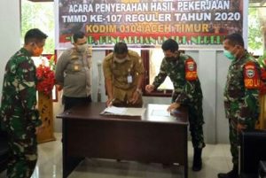 TMMD ke-107 Berakhir, Dandim Serahkan Hasilnya ke Pemkab Aceh Timur