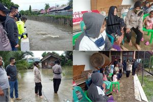Kapolsek Jaya Baru Lakukan Patroli Dialogis Pantau Banjir