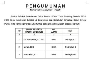 Tiga Nama Ini Calon Kuat Dirut PDAM Tirta Tamiang