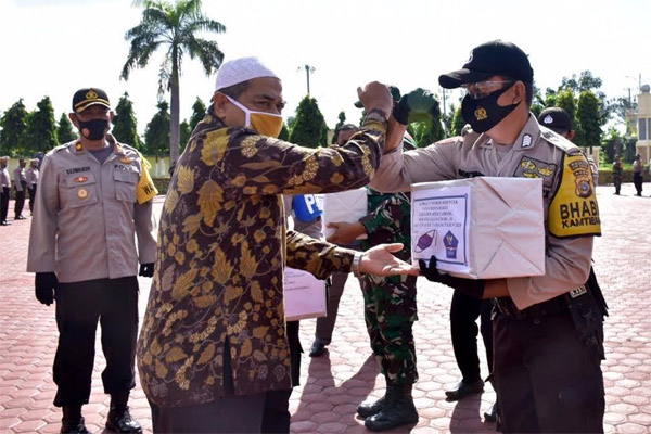 Apel Operasi Yustisi Penggunaan Masker di Polres Aceh Tamiang