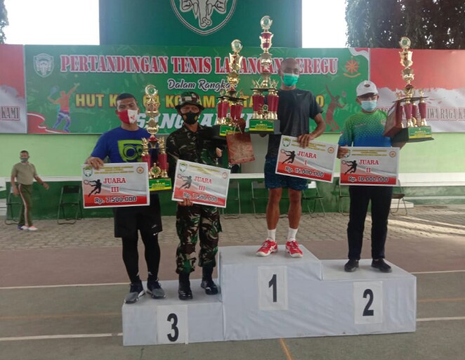 HUT Kodam IM, Kodim Aceh Tamiang Juara 3 Tenis Lapangan