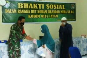 HUT Kodam IM, Kodim Aceh Tamiang Berbagi Tali Asih