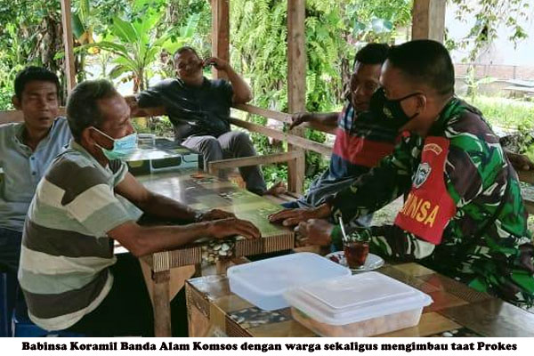 Babinsa Banda Alam Imbau Warga Disiplin Prokes