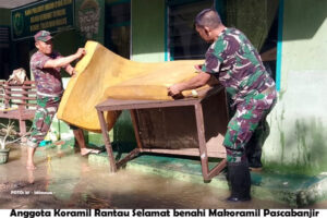 Pascabanjir Koramil Rantau Selamat Benahi Mako