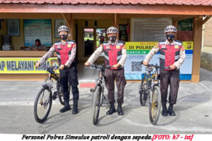 Di Simeulue, Polisi Patroli Pakai Sepeda