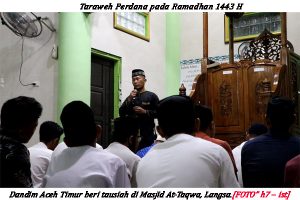 Dandim Aceh Timur Tausyiah di Masjid At-Taqwa