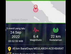 Jelang Subuh, Aceh Diguncang Gempa