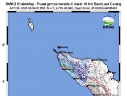 Gempa Magnitudo 4.7 Goyang Calang, Aceh