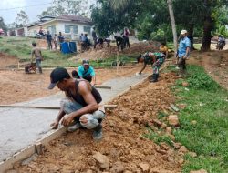 Pembuatan Lapangan Bola Voli di Alue Ie Mirah