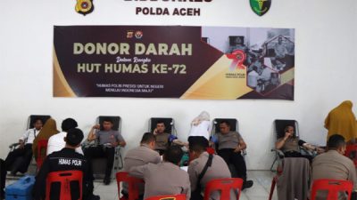 Humas Polda Aceh dan Polres Langsa Donor Darah