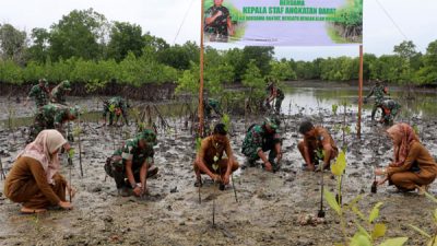 Kodim Aceh Timur Tanam Tanam Mangrove di Gamlong