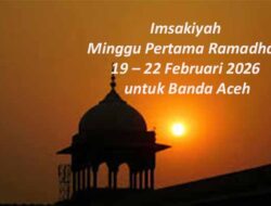 Imsakiyah Minggu Pertama Ramadhan 19 – 22 Februari 2026 untuk Banda Aceh